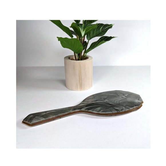 Antique Celluloid Gray Pearlized Beveled Hand Mirror Decor Primitive Art Deco - Picture 5 of 7